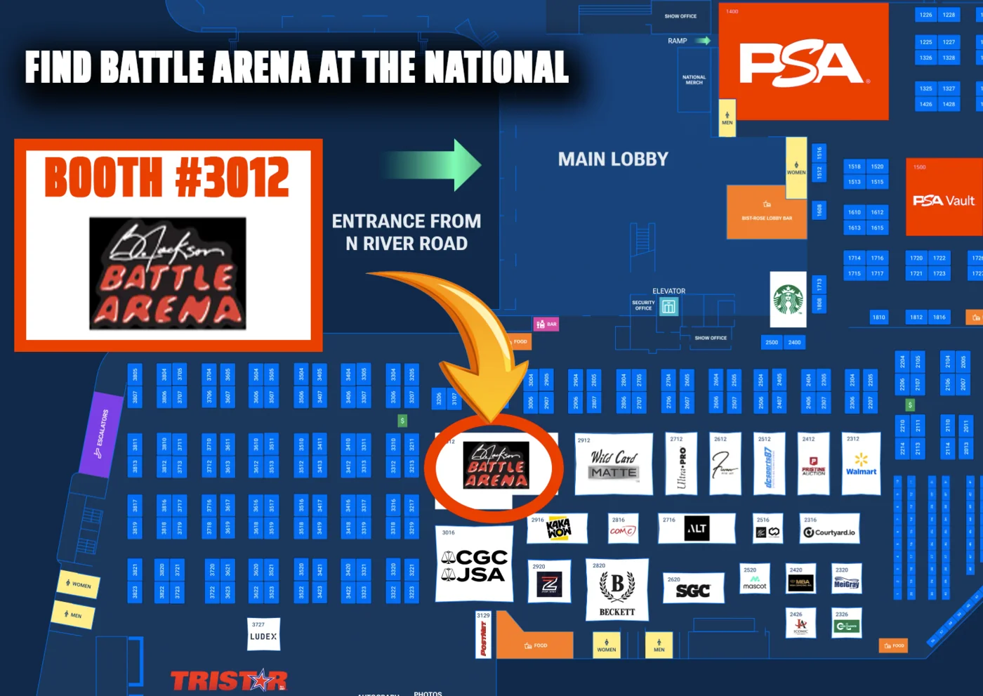 Find Battle Arena at The National, Booth #3012 floor plan