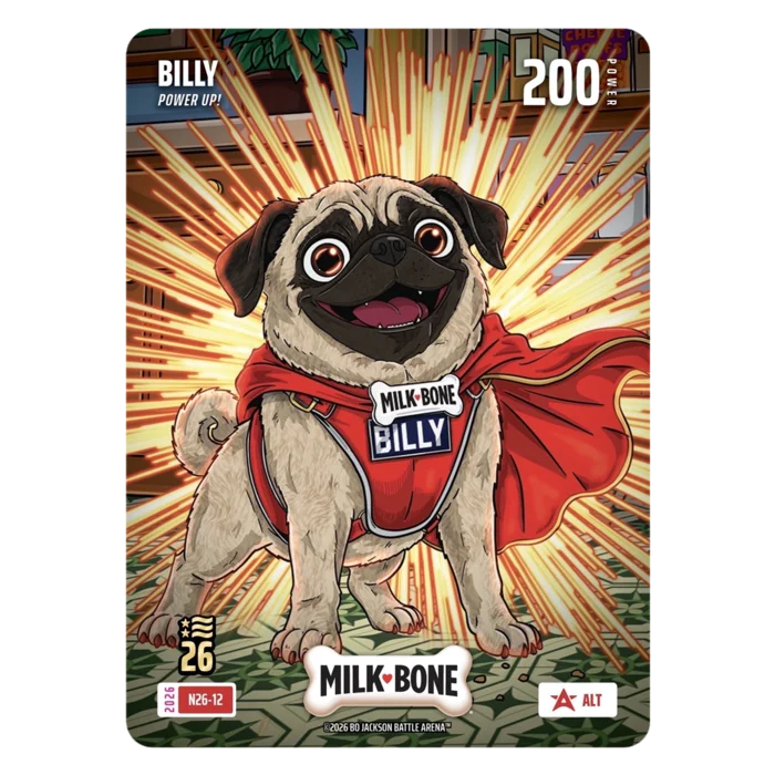 Super Billy Milk-Bone alt art card, N26-12, 200 Power