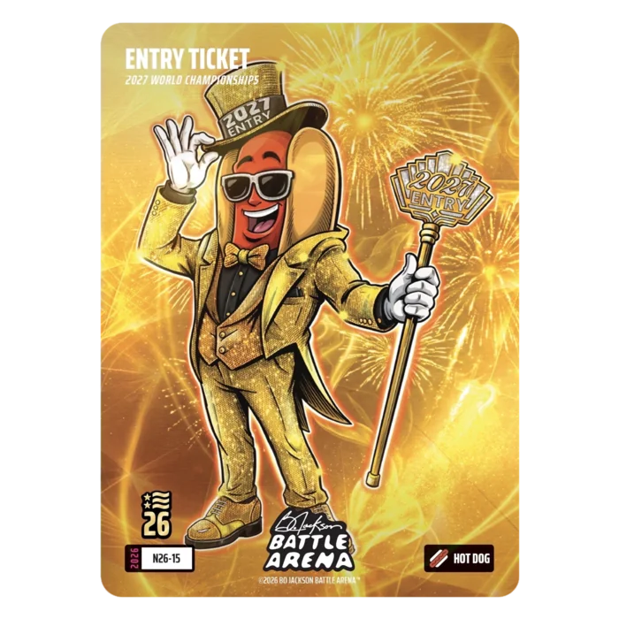 Entry Ticket, 2027 World Championships Hot Dog card, N26-15