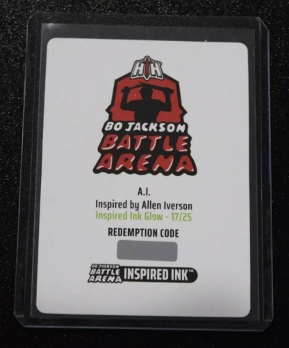 Bo Jackson Battle Arena Inspired Ink Glow Auto A.I. Allen Iverson Redemtion /25 | Grade: Raw